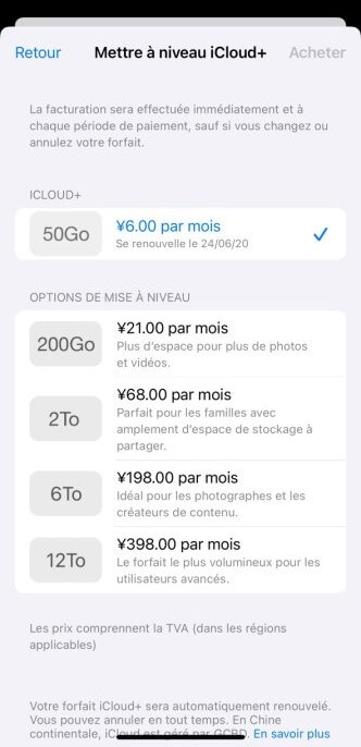 Réduire l'abonnement iCloud+