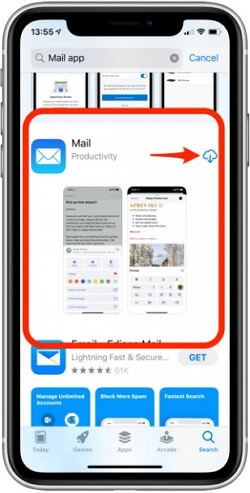 réinstaller l'application Mail sur iPhone