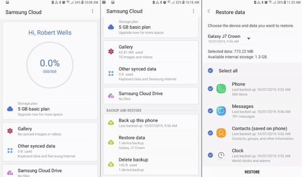 Récupérer les photos effacées de Galaxy à partir d'une sauvegarde sur le cloud de Samsung