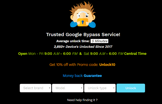 UnlockJunky - service en ligne de bypass FRP