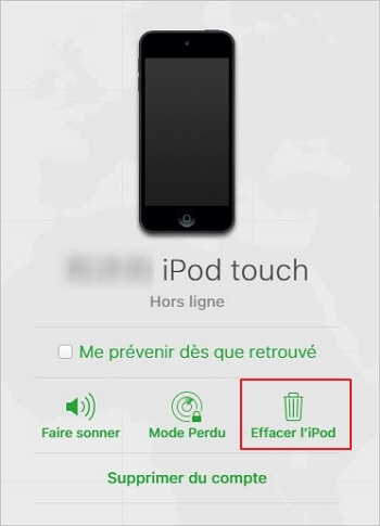 effacer ipod touch dans icloud