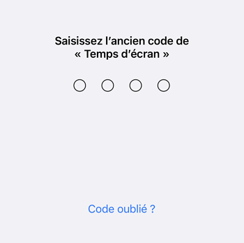 réinitialiser le code Temps d'écran via identifiant Apple