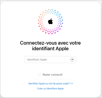 connectez-vous avec votre identifiant Apple