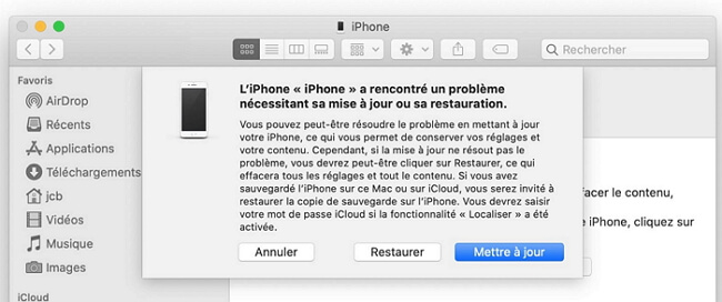 restaurer un iPhone avec iTunes