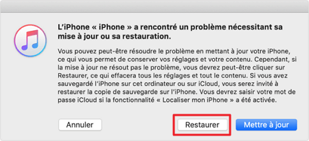 iTunes détecte iPhone en mode de récupération
