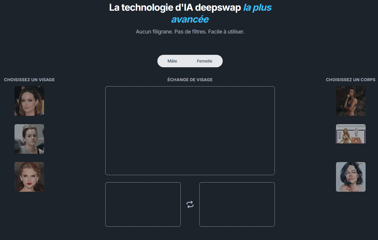 deepfaceswap.ai, plateforme IA d'échange de visage en ligne