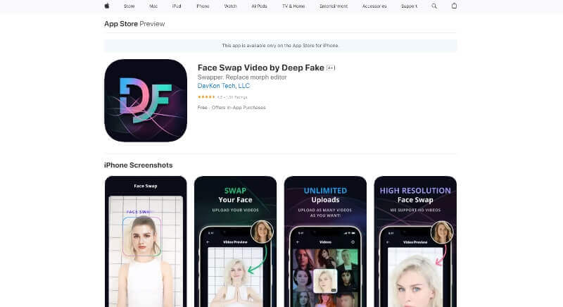 face swap video by deep fake, application pour changer de visage sur iOS