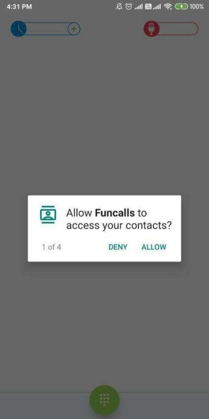 Téléchargez Funcalls, autorisez l'accès aux contacts et à la fonction d'appel