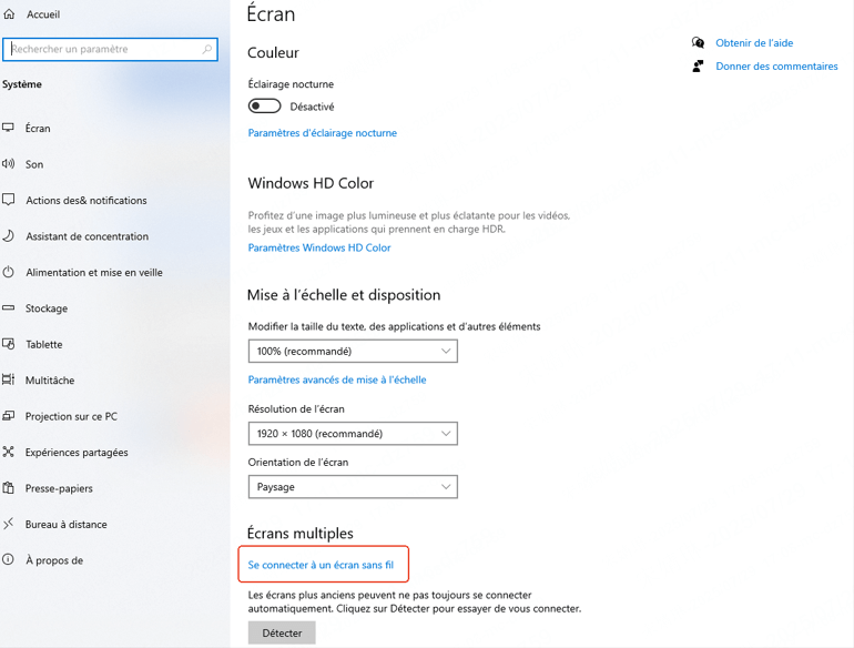Se connecter à un écran sans fil