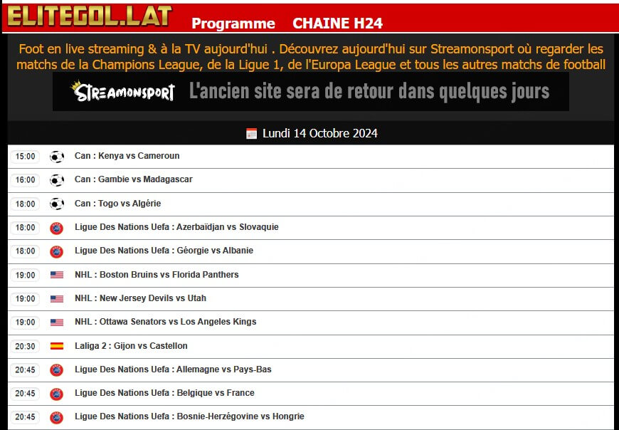 Elitegol site de streaming sport gratuit sans inscription