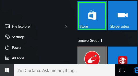 Cliquez sur l'icône Microsoft Store