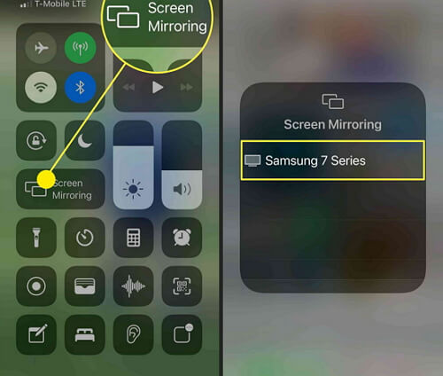 recopie de l'écran iPhone sur TV Samsung