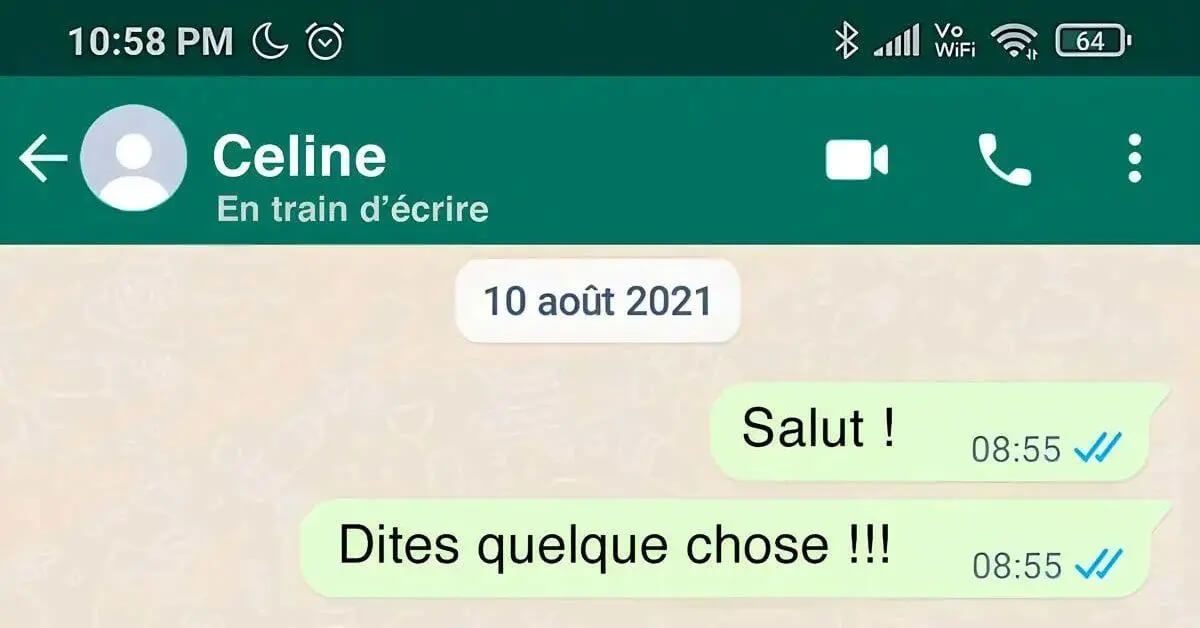 Activez la notification en ligne dans le coin supérieur droit