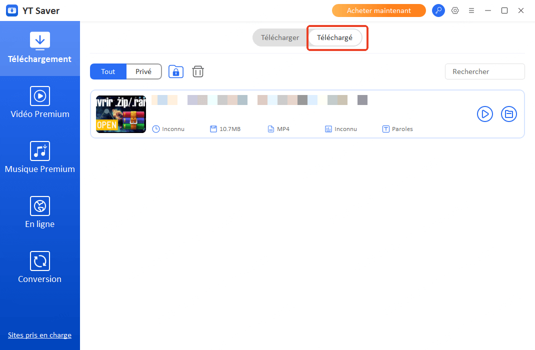 Vérifier la vidéo téléchargée dans YT Saver