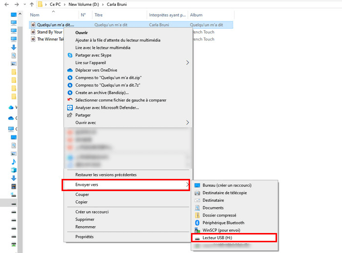 transférer de la musique sur une clé USB