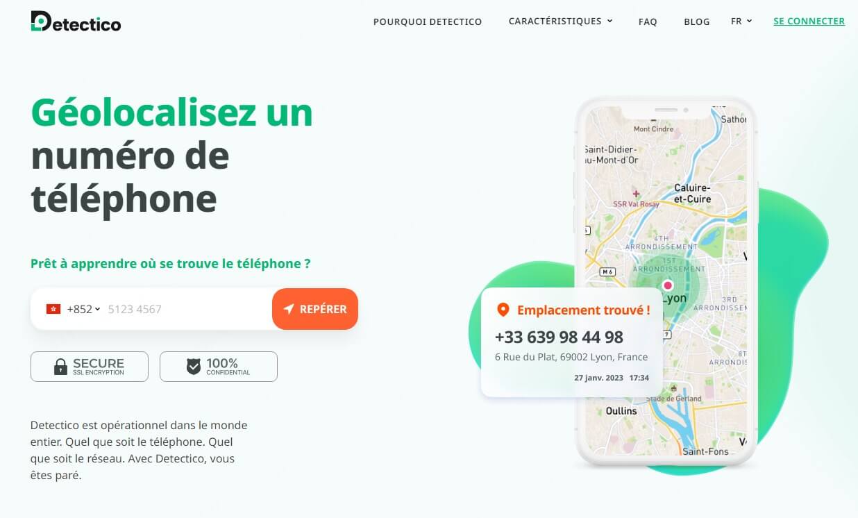 Utilise Detectito pour localiser un téléphone gratuitement par un numéro