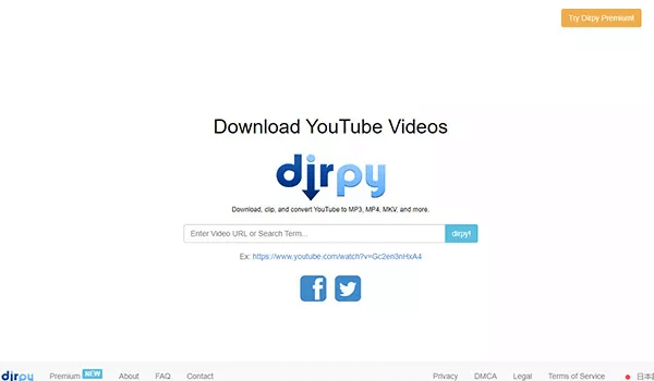 dirpy, télécharger de vidéos youtube en ligne gratuitement