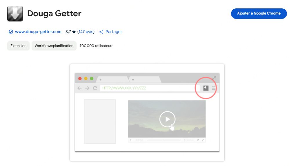 Douga Getter, une extension Chrome de téléchargement de video