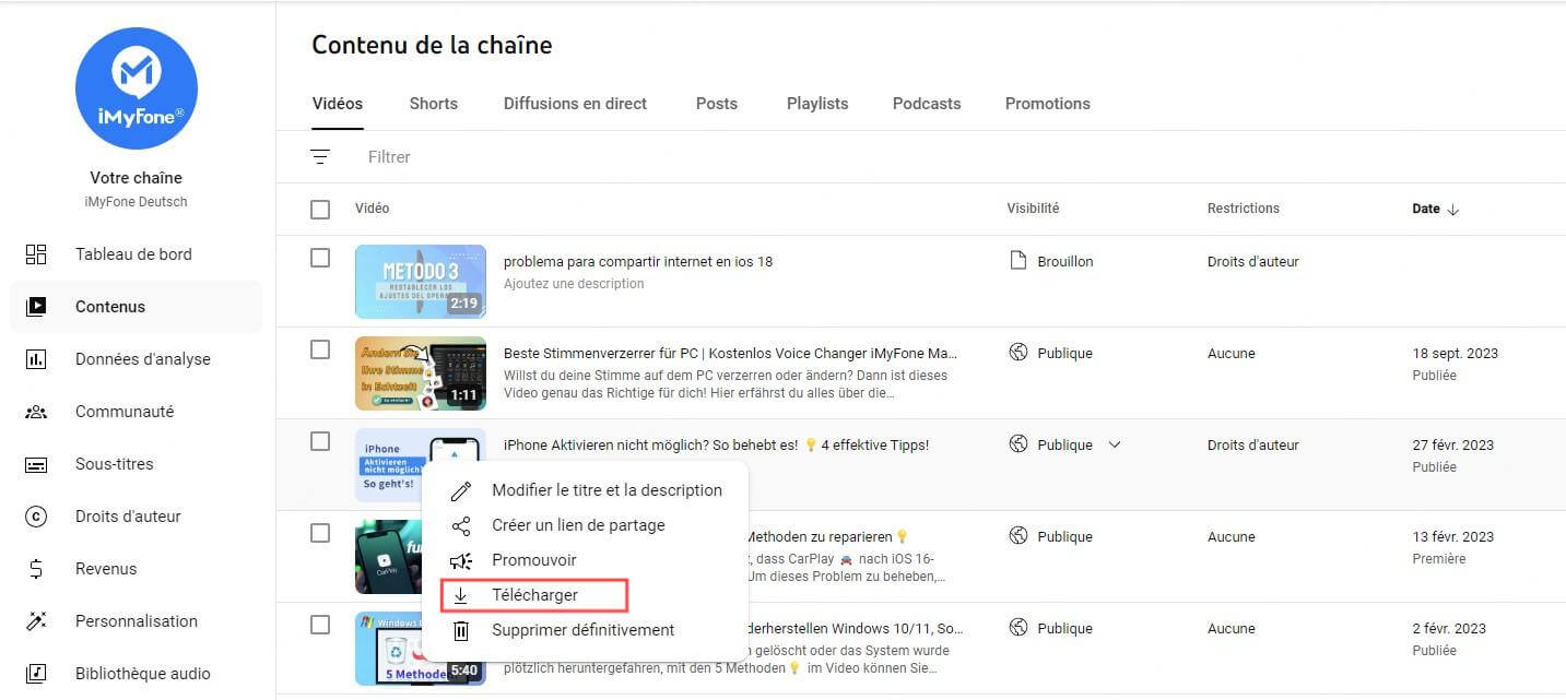 télécharger directement des vidéos privées depuis YouTube