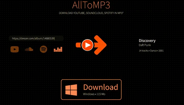 AlltoMP3, téléchargeur de MP3