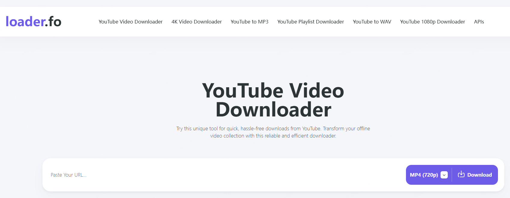 page de l'extraction Youtube, loader.fo