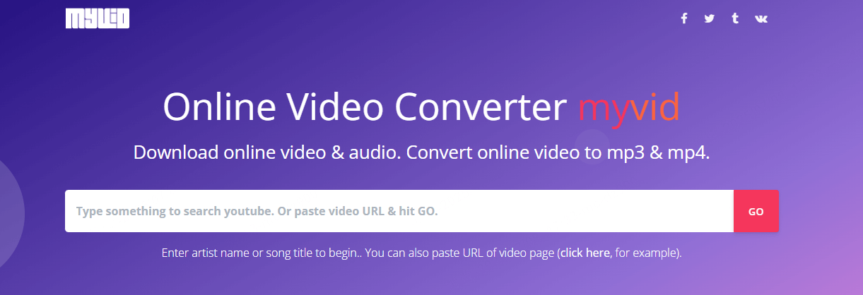 page de l'extraction de vidéos Youtube, MyVid