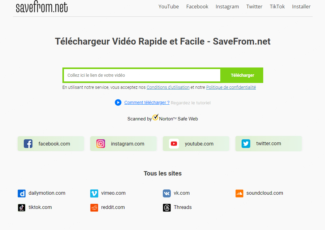 SaveFrom, site pour télécharger des films gratuitement