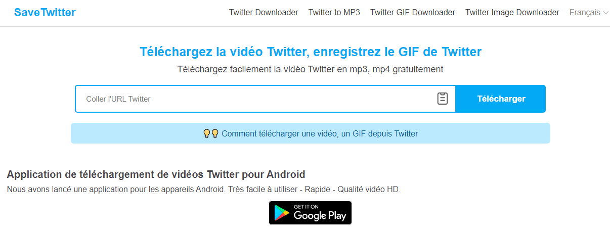 savetwitter, site pour enregistrer vidéos twitter en ligne rapide