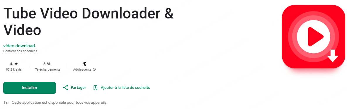 interface de Tube Video Downloader