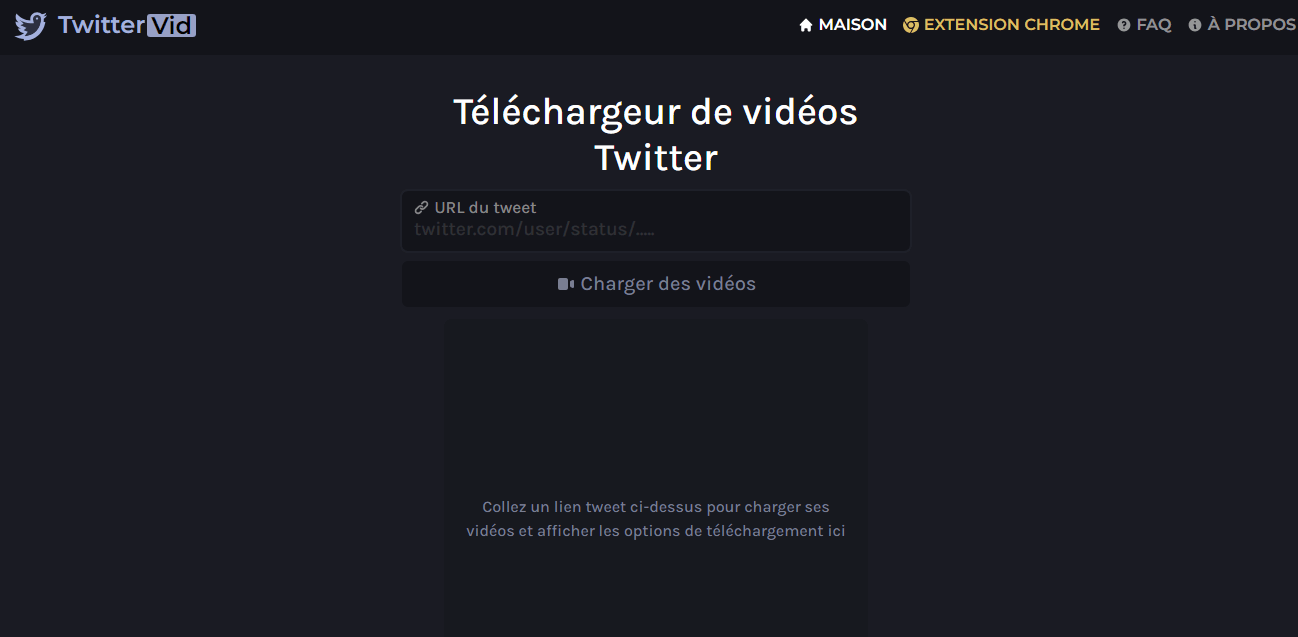 Interface du téléchargeur de vidéos Twitter de Twitter Vid