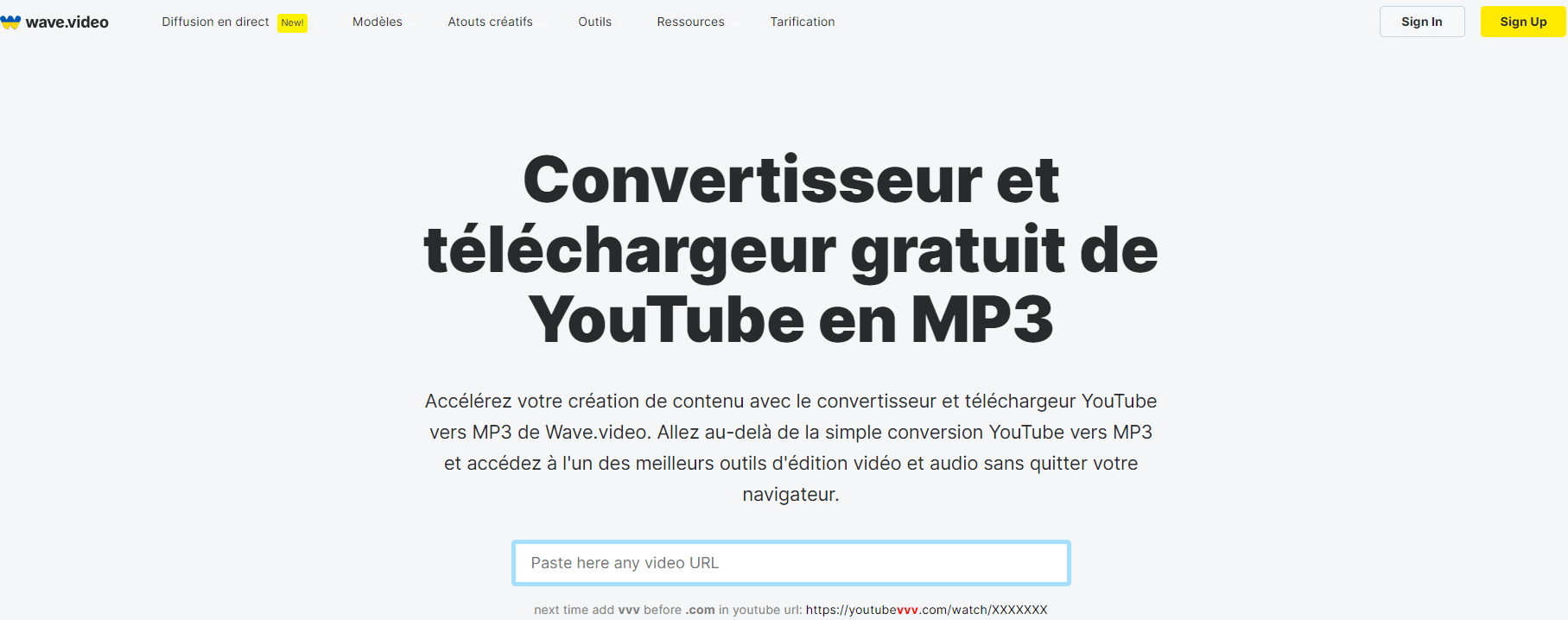 Extraire l'audio de YouTube en ligne en utilisant Wave.video