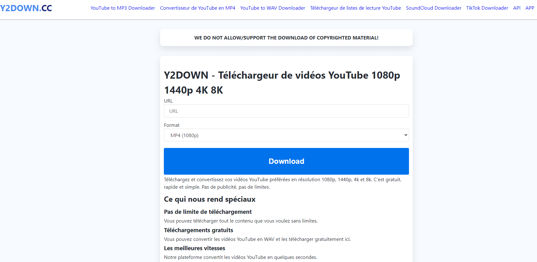 Y2DOWN - Téléchargeur de vidéo 4k en ligne