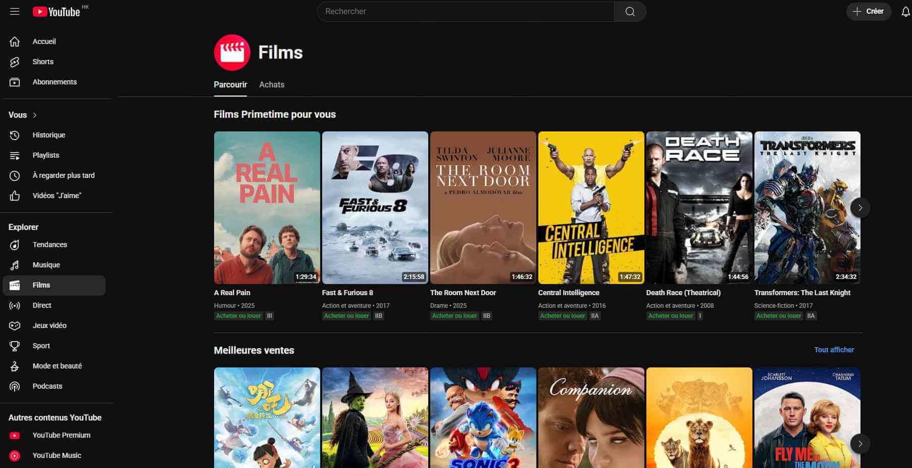 YouTube, service pour télécharger des films 4K