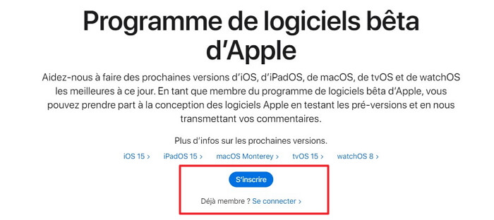 télécharger et installer iOS 15