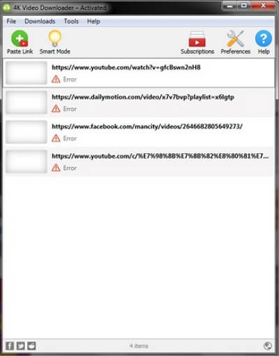 Erreur de 4K Video Downloader