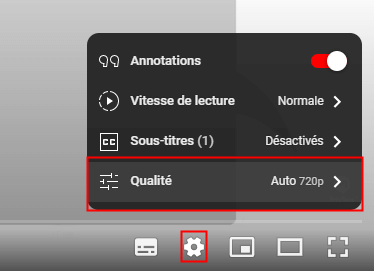 ouvrir l'option de qualité vidéo