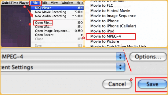 Conversion MOV en MP4 avec QuickTime Player