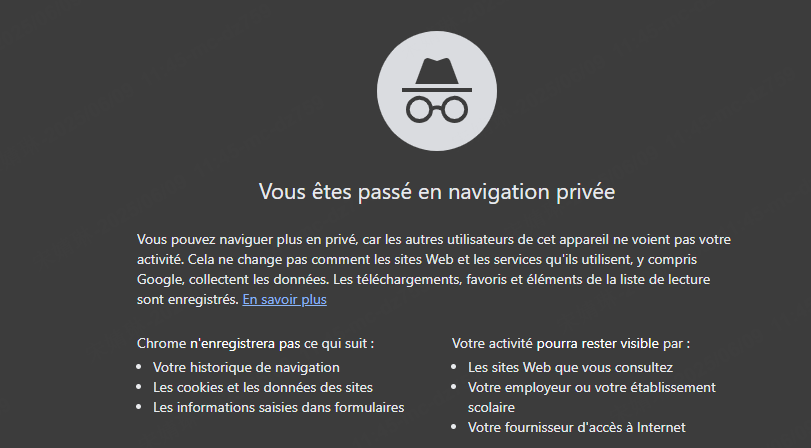 mode privé Google