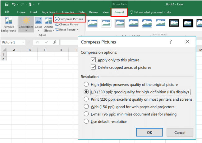 réduire la taille du fichier excel