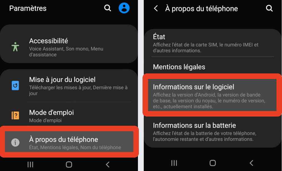 paramètre du téléphone
