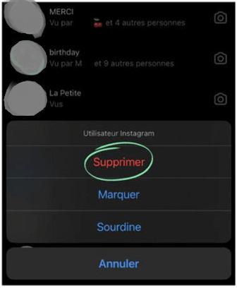 Comment supprimer  la conversation sur Instagram