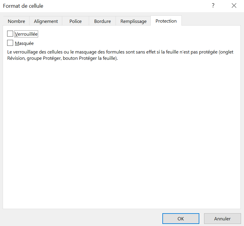 Protection dans excel
