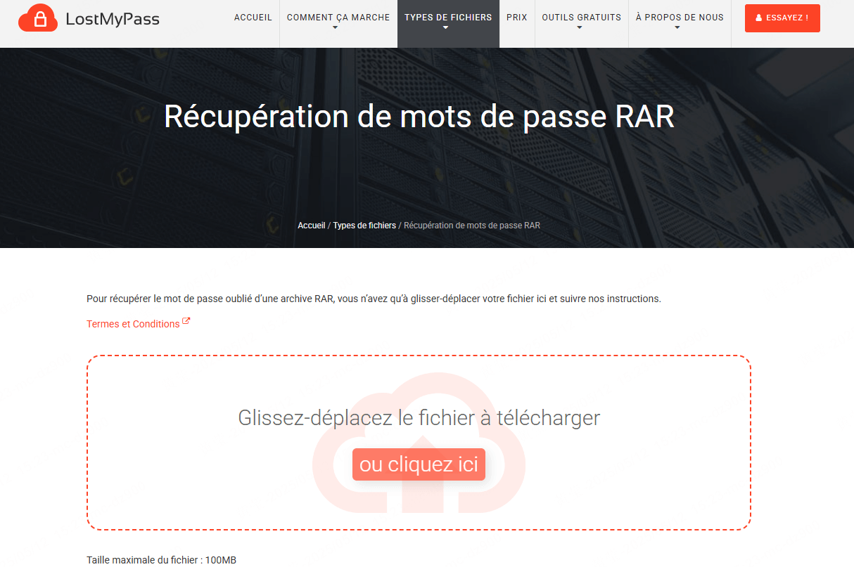 ouvrir un fichier RAR chiffré en ligne