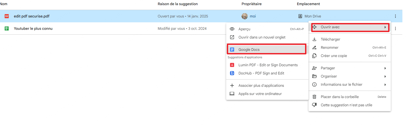 Ouvrir un document PDF en lecture seule avec Google Doc