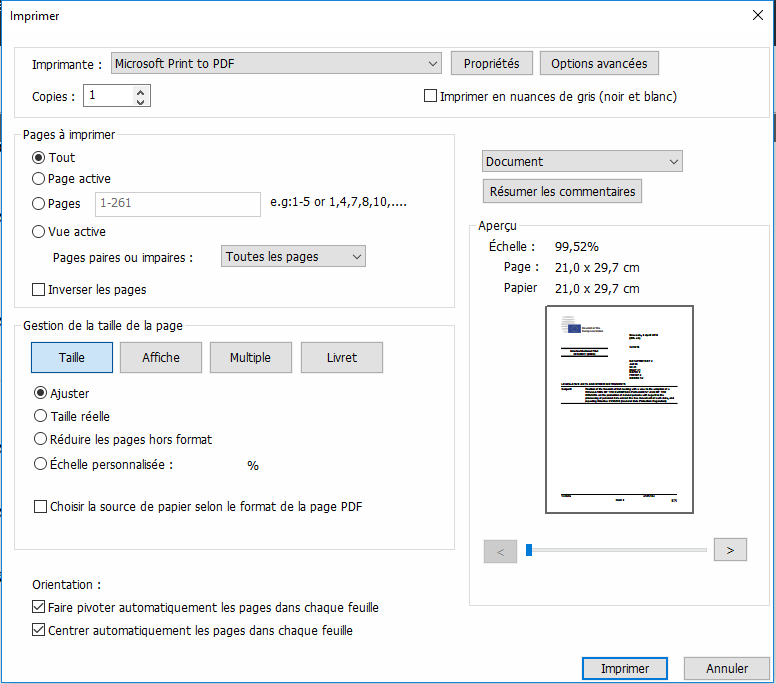 imprimer des PDF protégés avec Microsoft Print to PDF