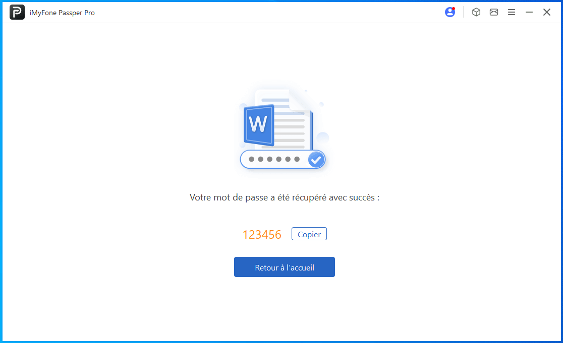 copiez le mot de passe Word récupéré