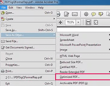 enregistrer un fichier PDF optimisé