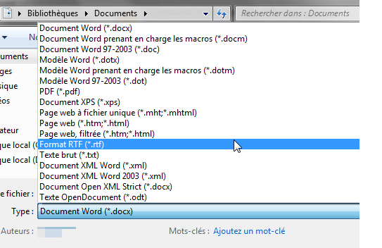 Déprotéger un document Word pour l'éditer via le format RTF