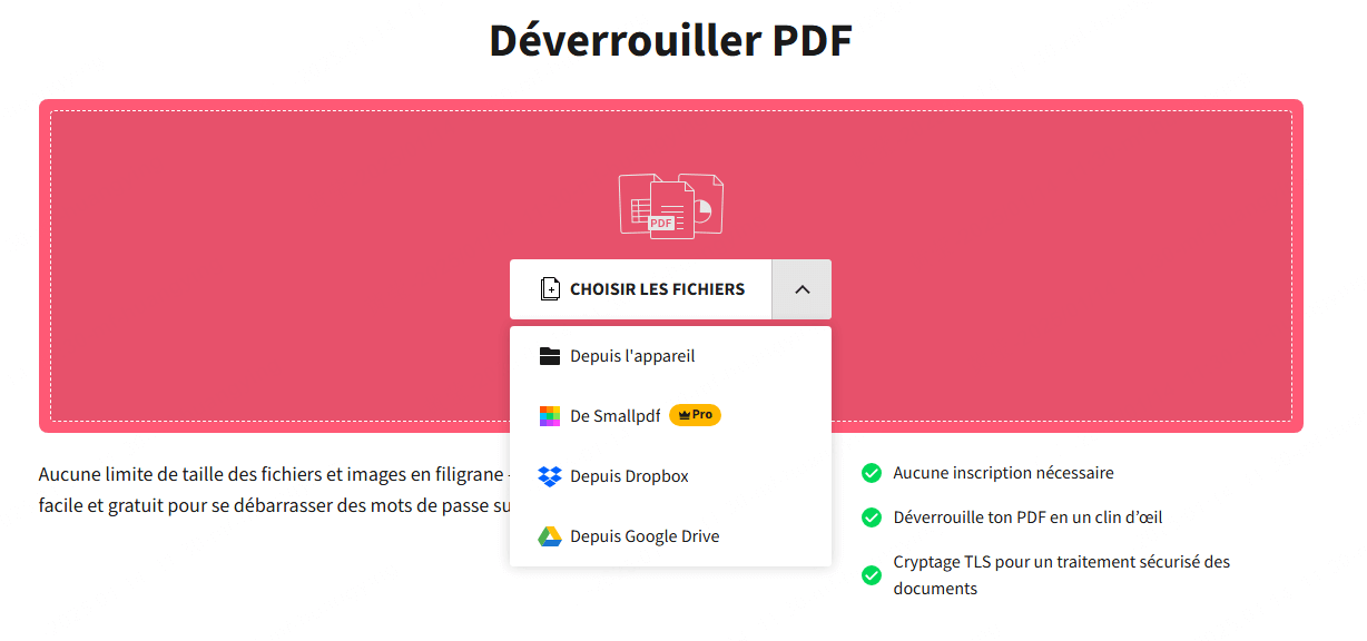 importer un fichier PDF sécurisé