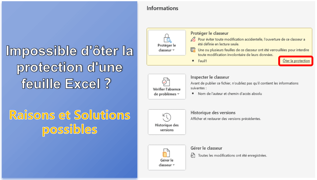 impossible d'ôter la protection d'une feuille Excel